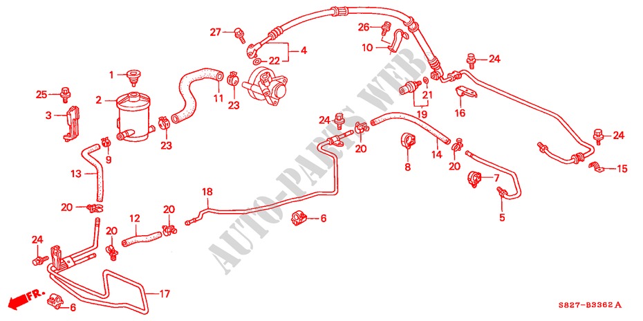 P.S. LEIDINGEN(V6)(LH) voor Honda ACCORD COUPE 3.0IV6 2 deuren 4-traps automatische versnellingsbak 2000