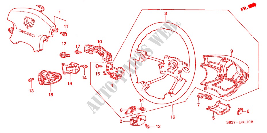 STUURWIEL(SRS)(L4) voor Honda ACCORD COUPE 2.0IES 2 deuren 4-traps automatische versnellingsbak 2000