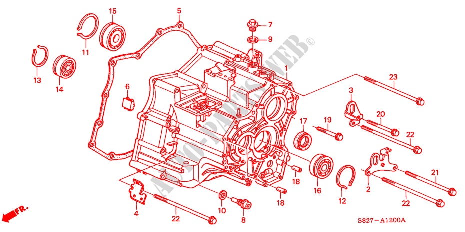 TRANSMISSIE BEHUIZING(V6) voor Honda ACCORD COUPE 3.0IV6 2 deuren 4-traps automatische versnellingsbak 2000