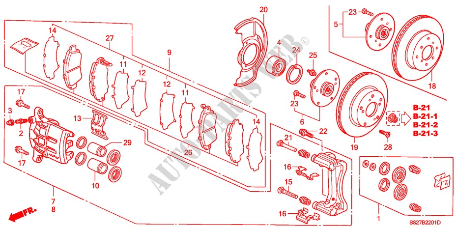 VOOR REM(2) voor Honda ACCORD COUPE 3.0IV6 2 deuren 4-traps automatische versnellingsbak 2000