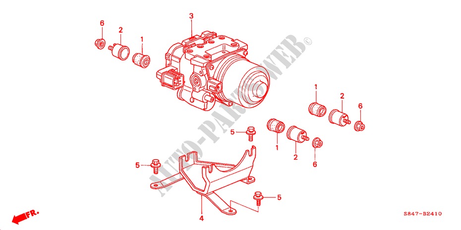 ABS MODULATOR(L4) voor Honda ACCORD 2.3VTI 4 deuren 5-versnellings handgeschakelde versnellingsbak 2001