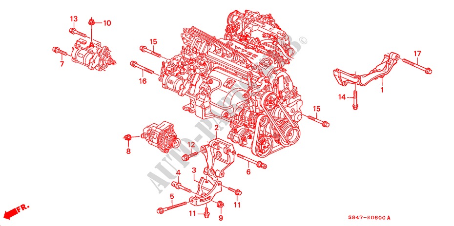 GENERATOR BEUGEL(L4) voor Honda ACCORD VTI-N 4 deuren 4-traps automatische versnellingsbak 2002