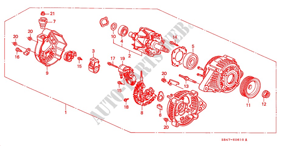 GENERATOR(DENSO) (L4) voor Honda ACCORD 2.3VTI 4 deuren 4-traps automatische versnellingsbak 2002