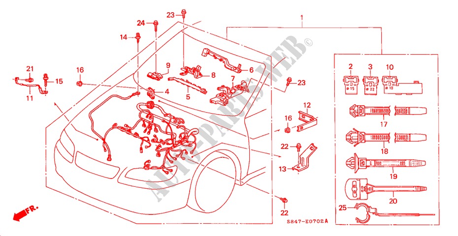MOTOR BEDRADINGSBUNDEL(V6) (LH) voor Honda ACCORD 3.0IV6 4 deuren 4-traps automatische versnellingsbak 2001