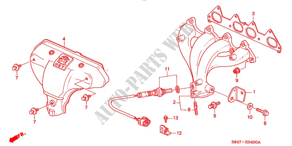 UITLAAT SPRUITSTUK(L4) (1) voor Honda ACCORD VTI-N 4 deuren 4-traps automatische versnellingsbak 2002