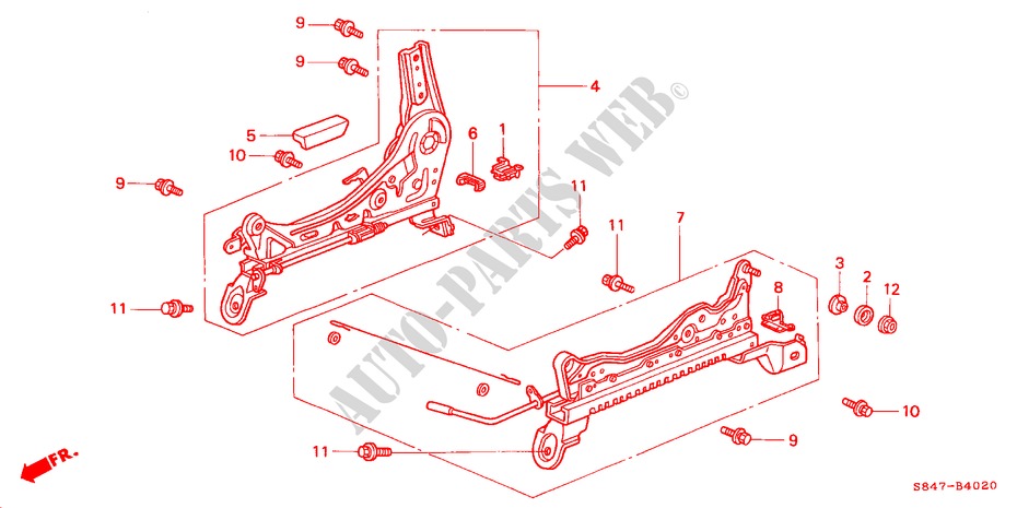 V. ZITTING COMPONENTEN (R.) (1) voor Honda ACCORD VTI-N 4 deuren 4-traps automatische versnellingsbak 2002