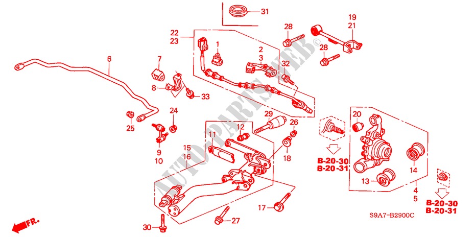 ACHTER ONDER ARM voor Honda CR-V SE-S 5 deuren 4-traps automatische versnellingsbak 2002