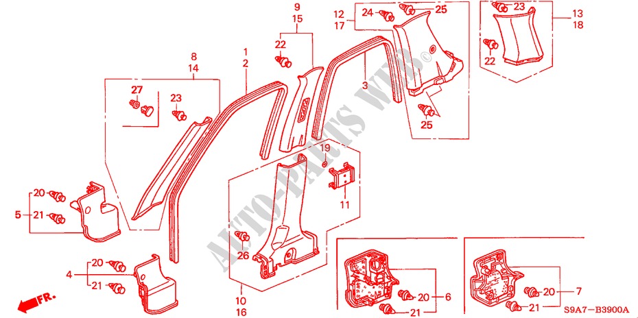PILAAR AFWERKING voor Honda CR-V LS 5 deuren 4-traps automatische versnellingsbak 2003