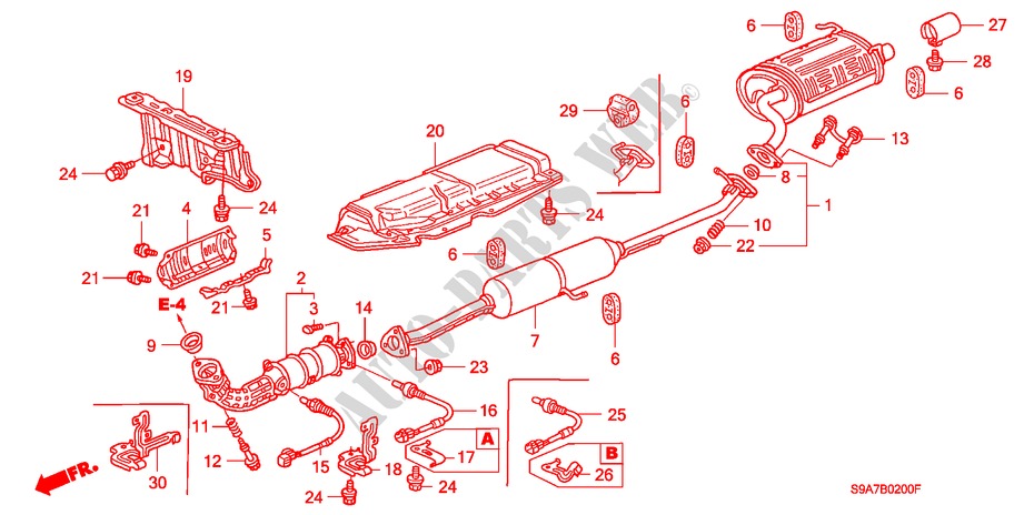 UITLAATPIJP/GELUIDDEMPER voor Honda CR-V S 5 deuren 4-traps automatische versnellingsbak 2003