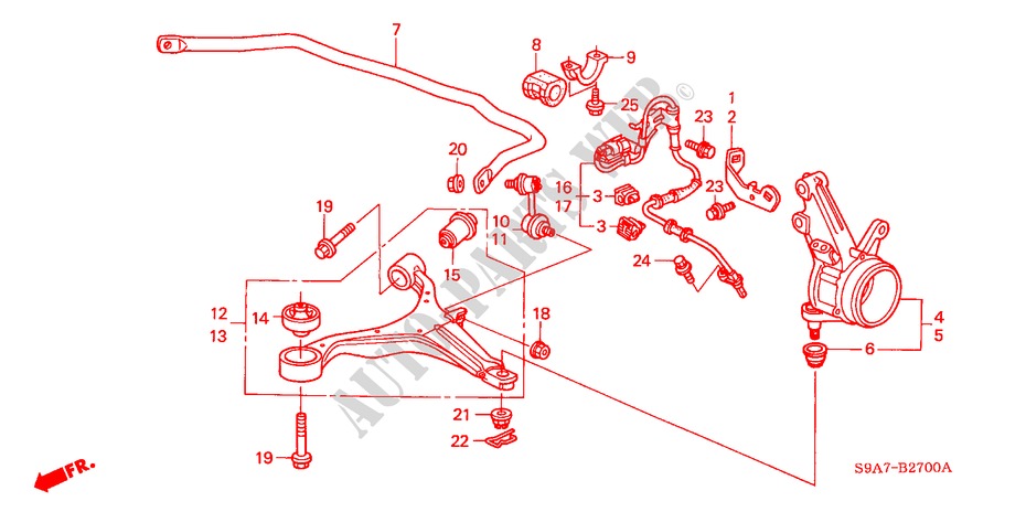 VOOR KNOKKEL/ VOOR ONDER ARM voor Honda CR-V LS 5 deuren 4-traps automatische versnellingsbak 2002