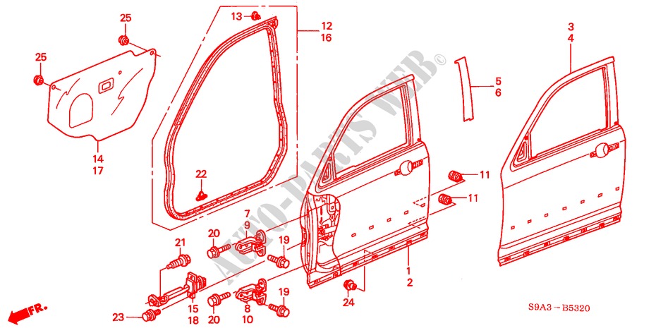 VOOR PORTIER PANELEN voor Honda CR-V SE 5 deuren 4-traps automatische versnellingsbak 2003