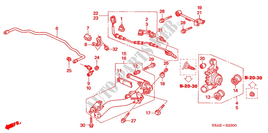 ACHTER ONDER ARM voor Honda CR-V ES 5 deuren 4-traps automatische versnellingsbak 2006