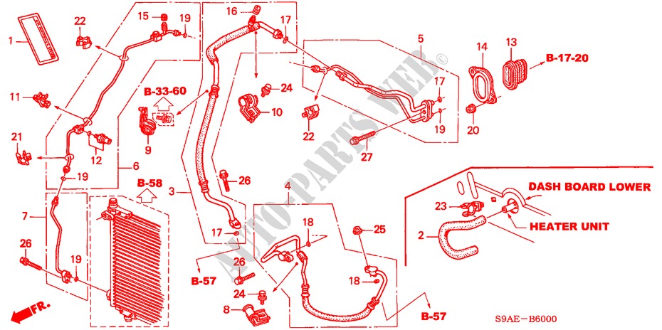 AIRCONDITIONER (SLANGEN/PIJPEN)(LH) voor Honda CR-V ES 5 deuren 4-traps automatische versnellingsbak 2006