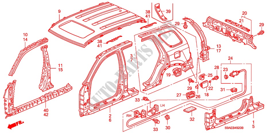 BUITEN PANELEN/DAK PANEEL voor Honda CR-V ES 5 deuren 4-traps automatische versnellingsbak 2006