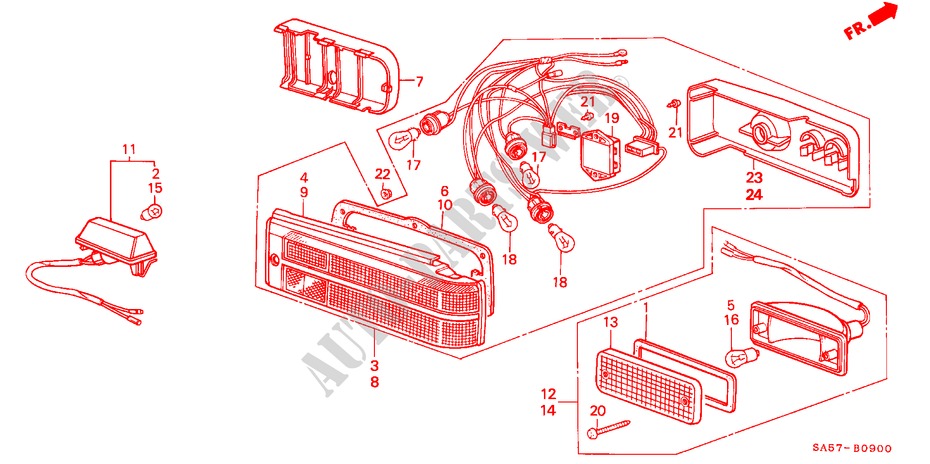 ACHTERLICHT voor Honda ACCORD BASIC 3 deuren 5-versnellings handgeschakelde versnellingsbak 1983