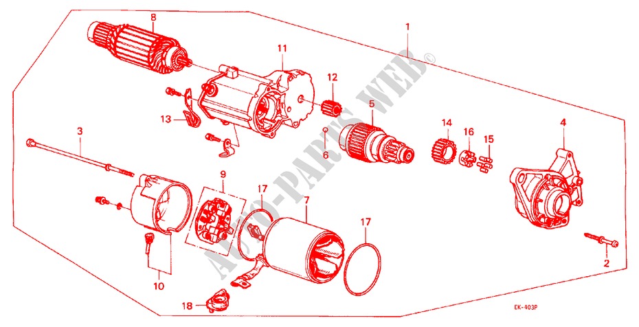 STARTMOTOR(ND) (1800001 ) voor Honda ACCORD BASIC 3 deuren 5-versnellings handgeschakelde versnellingsbak 1983