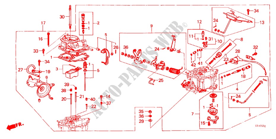 CARBURATEUR voor Honda ACCORD EX 1600 4 deuren 4-traps automatische versnellingsbak 1984