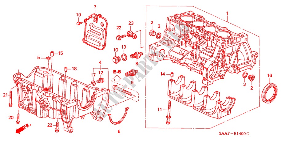 CILINDERBLOK/OLIEPAN voor Honda JAZZ 1.4ES 5 deuren 5-versnellings handgeschakelde versnellingsbak 2002