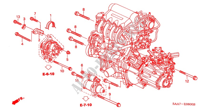 DYNAMOSTANG voor Honda JAZZ 1.4SES 5 deuren 5-versnellings handgeschakelde versnellingsbak 2002