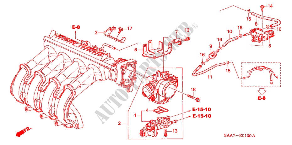 GAS HUIS(1) voor Honda JAZZ 1.4ES 5 deuren 5-versnellings handgeschakelde versnellingsbak 2002