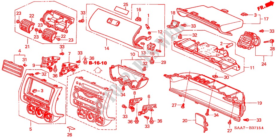 INSTRUMENTEN AFWERKING(PASSAGIERZIJKANT) (LH) voor Honda JAZZ 1.4ES 5 deuren 5-versnellings handgeschakelde versnellingsbak 2002