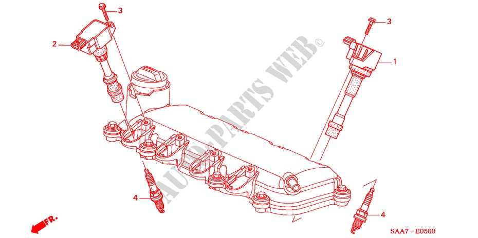 ONTSTEKINGSSPOEL/PLUG voor Honda JAZZ 1.4ES 5 deuren 5-versnellings handgeschakelde versnellingsbak 2002