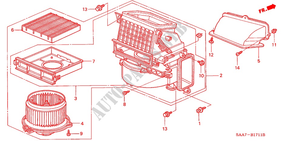 VERWARMING AANJAGER(RH) voor Honda JAZZ 1.4SES 5 deuren 5-versnellings handgeschakelde versnellingsbak 2002