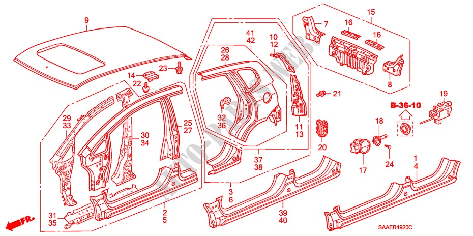 BUITEN PANELEN/ACHTER PANEEL voor Honda JAZZ 1.2 LS 5 deuren 5-versnellings handgeschakelde versnellingsbak 2005