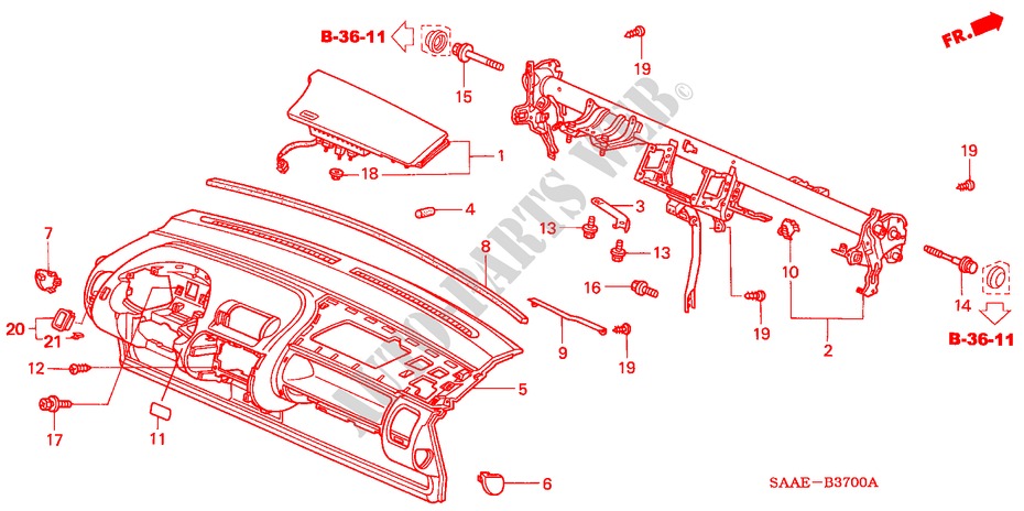 INSTRUMENTEN PANEEL(LH) voor Honda JAZZ 1.4 LS 5 deuren 5-versnellings handgeschakelde versnellingsbak 2004