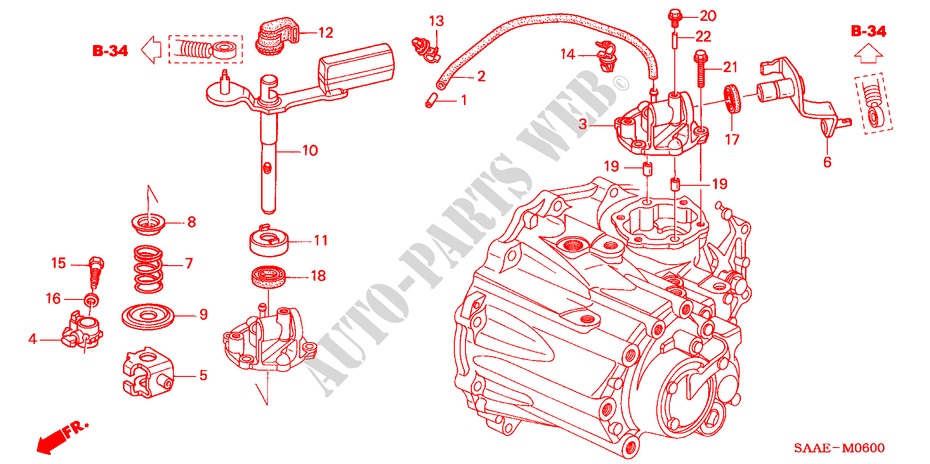 OVERSCHAKELHENDEL/OVERSCHAKELARM voor Honda JAZZ 1.4 LS 5 deuren 5-versnellings handgeschakelde versnellingsbak 2004
