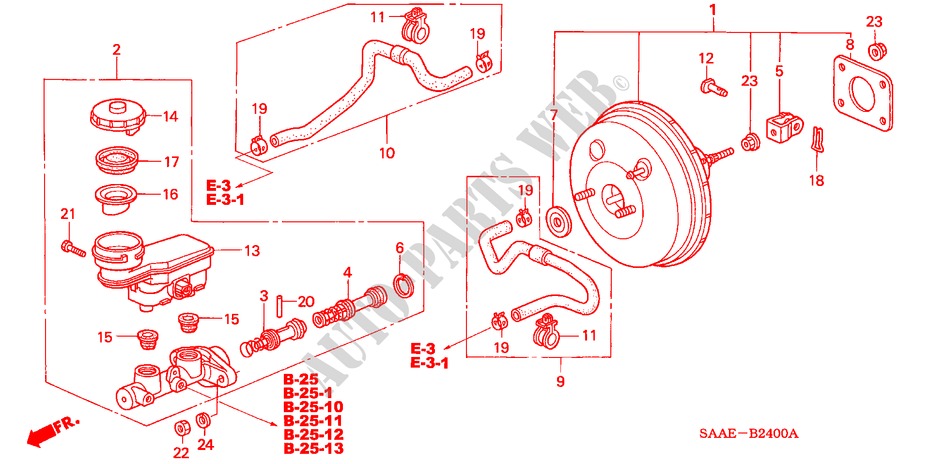 REM HOOFDCILINDER/ HOOFDSPANNING(1) voor Honda JAZZ 1.2 LS 5 deuren 5-versnellings handgeschakelde versnellingsbak 2005