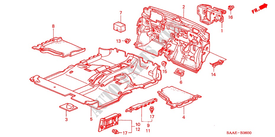 VLOERMAT voor Honda JAZZ 1.4 LS 5 deuren 5-versnellings handgeschakelde versnellingsbak 2004