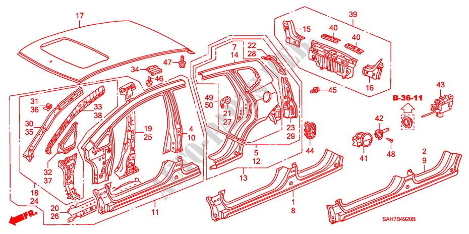BUITEN PANELEN/ACHTER PANEEL voor Honda JAZZ S4ES 5 deuren CVT versnellingsbak 2006