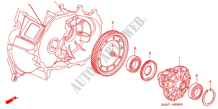 DIFFERENTIEEL voor Honda JAZZ 1.2 S 5 deuren 5-versnellings handgeschakelde versnellingsbak 2007