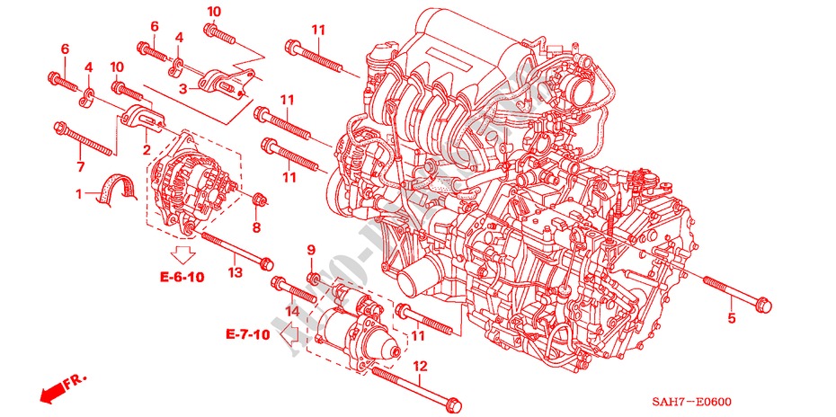 DYNAMOSTANG voor Honda JAZZ 1.2 S 5 deuren 5-versnellings handgeschakelde versnellingsbak 2007