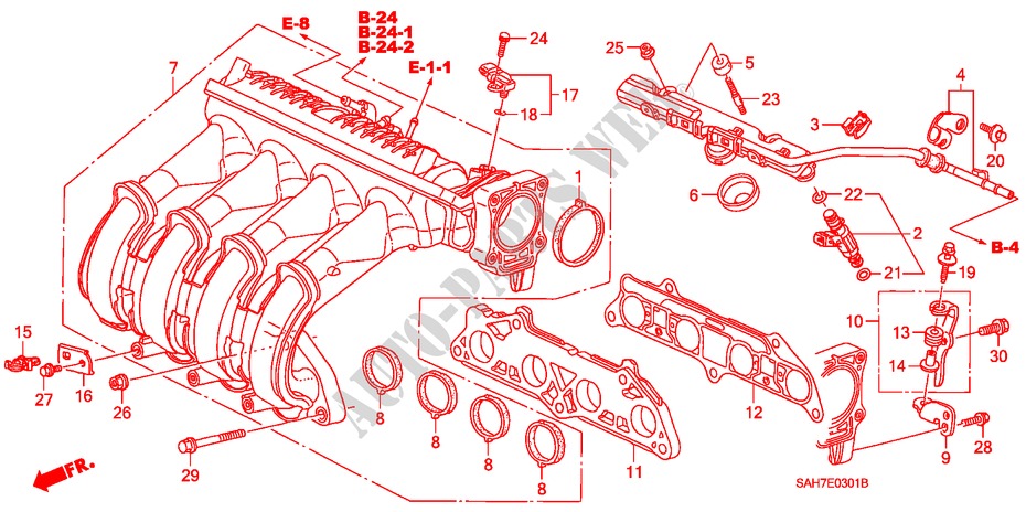 INLAAT SPRUITSTUK(2) voor Honda JAZZ 1.2 S 5 deuren 5-versnellings handgeschakelde versnellingsbak 2007