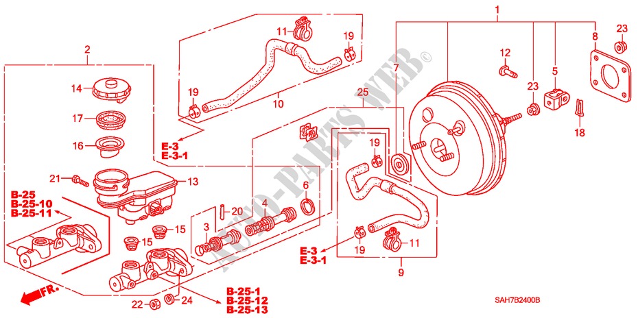 REM HOOFDCILINDER/ HOOFDSPANNING(1) voor Honda JAZZ 1.2 S 5 deuren 5-versnellings handgeschakelde versnellingsbak 2007