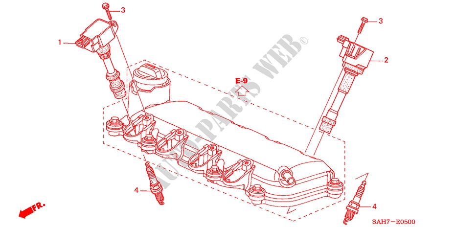 STEKKER BOVENSTE SPOEL/PLUG voor Honda JAZZ 1.2 S 5 deuren 5-versnellings handgeschakelde versnellingsbak 2007
