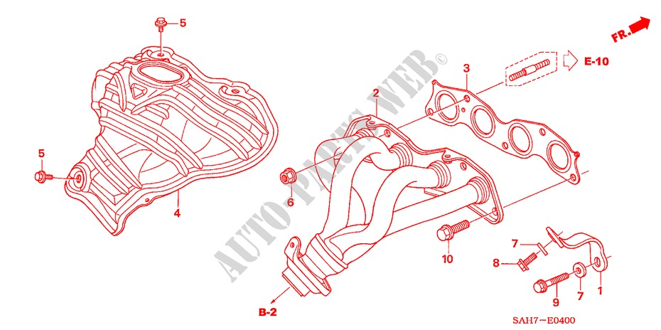 UITLAAT SPRUITSTUK(1) voor Honda JAZZ 1.4 ES 5 deuren 5-versnellings handgeschakelde versnellingsbak 2006