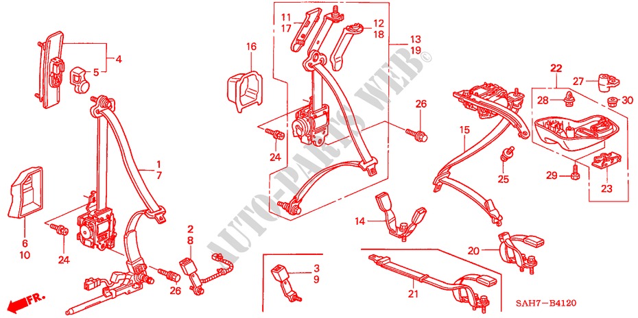 VEILIGHEIDSRIEMEN voor Honda JAZZ 1.2 S 5 deuren 5-versnellings handgeschakelde versnellingsbak 2007