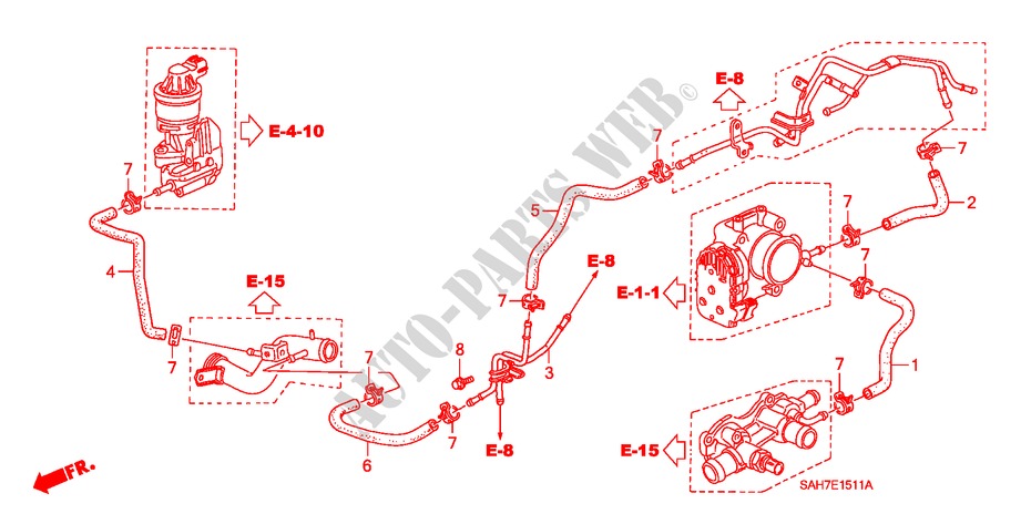 WATERSLANG(2) voor Honda JAZZ 1.4 ES 5 deuren 5-versnellings handgeschakelde versnellingsbak 2007