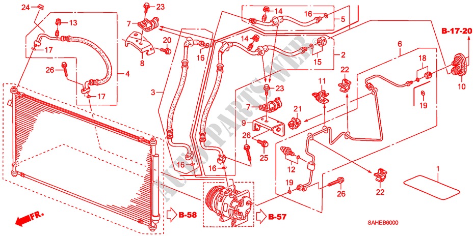 AIRCONDITIONER (SLANGEN/PIJPEN)(LH) voor Honda JAZZ 1.4 ES 5 deuren CVT versnellingsbak 2008