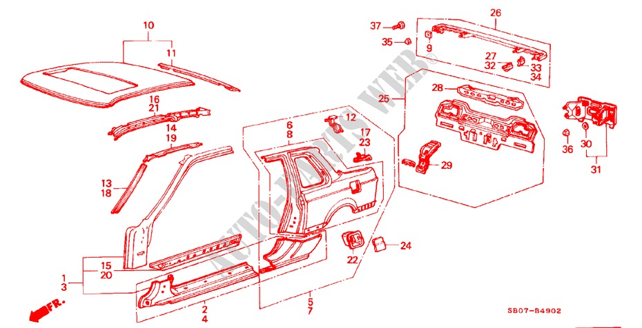 CHASSIS STRUKTUUR(3) voor Honda PRELUDE EX 2 deuren 4-traps automatische versnellingsbak 1983