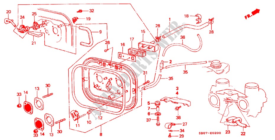 LUCHTFILTER BASIS voor Honda PRELUDE EX 2 deuren 4-traps automatische versnellingsbak 1983