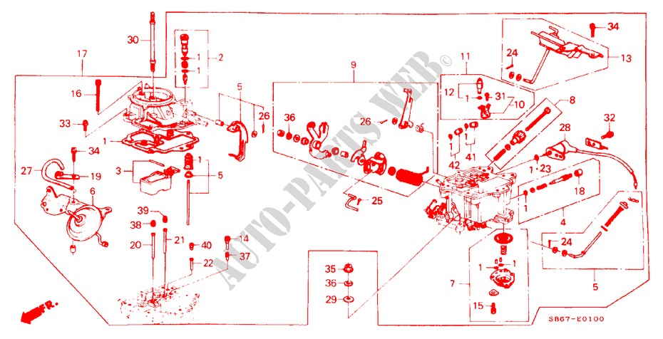 CARBURATEUR voor Honda CIVIC SHUTTLE DX 5 deuren 5-versnellings handgeschakelde versnellingsbak 1986