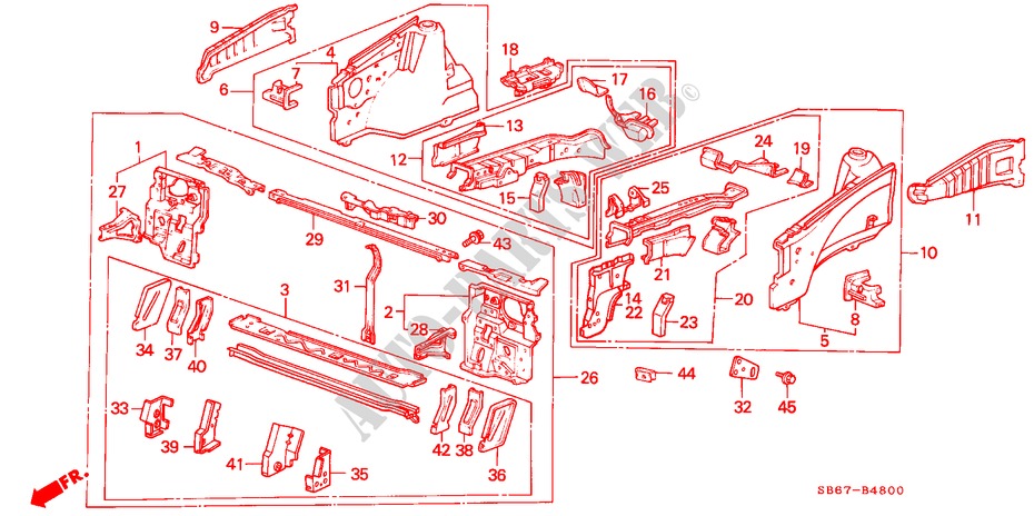 CHASSIS STRUKTUUR(1) voor Honda CIVIC SHUTTLE DX 5 deuren 5-versnellings handgeschakelde versnellingsbak 1985