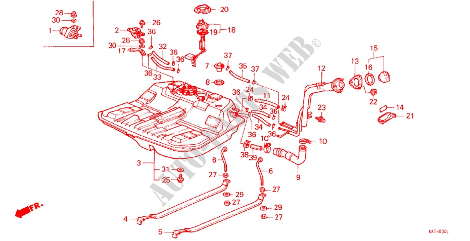 BRANDSTOF TANK voor Honda LEGEND V6 2.7I 4 deuren 5-versnellings handgeschakelde versnellingsbak 1988