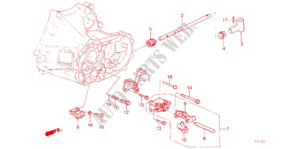 OVERSCHAKELSTANG/OVERSCHAKELHOUDER voor Honda LEGEND V6 2.7I 4 deuren 5-versnellings handgeschakelde versnellingsbak 1988