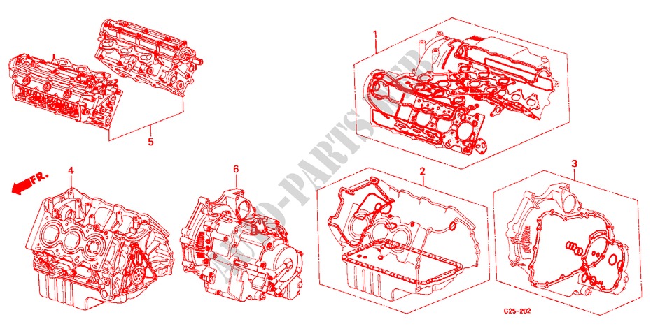 PAKKINGPAKKET/ VERSNELLINGSBAKSAMENSTEL voor Honda LEGEND V6 2.7I 4 deuren 5-versnellings handgeschakelde versnellingsbak 1988