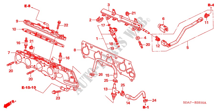 BRANDSTOF INSPUIT(L4) voor Honda ACCORD 2.4          VTI-E 4 deuren 5-traps automatische versnellingsbak 2005